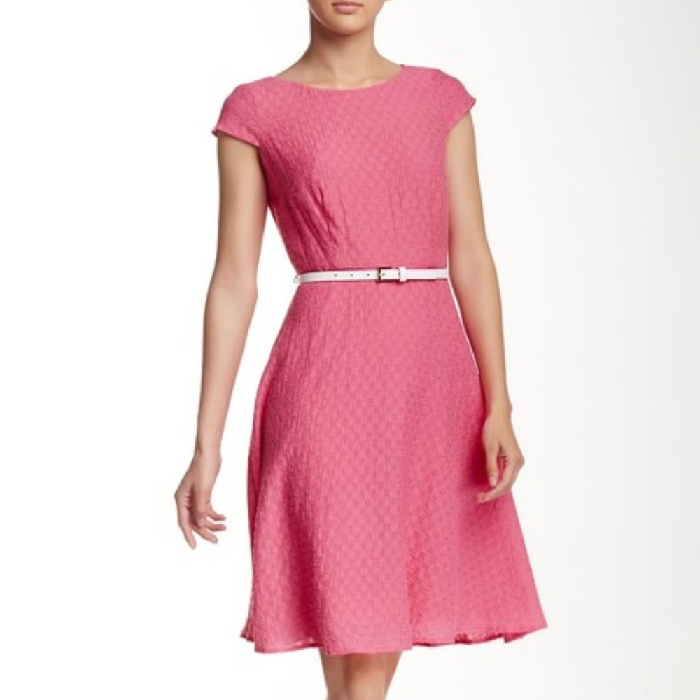 NWT Nine West Textured Cap Sleeve Burnout Dress